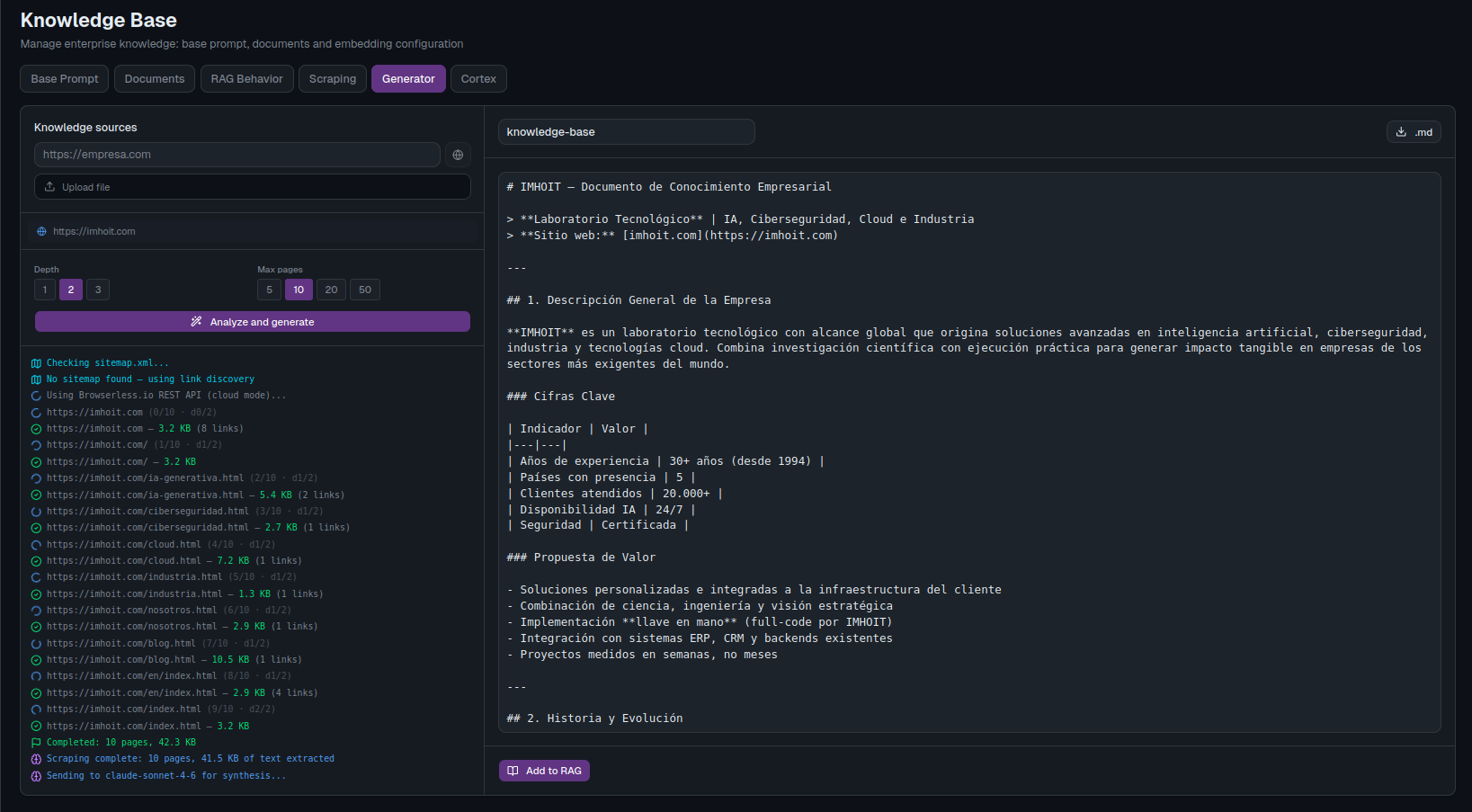 ATLAS knowledge base with sources and a preview of the AI-generated answer